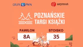 logo Grupa PWN i Azymut, napis: Poznańskie Targi Książki, pawilon 8A, stoisko 35