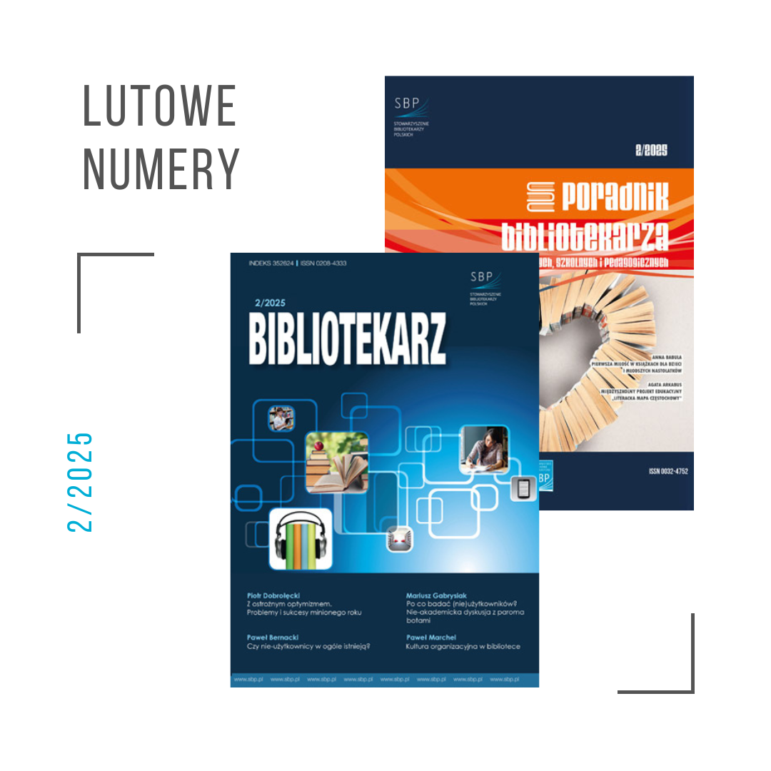 Okładki czasopism "Bibliotekarz" i "Poradnik Bibliotekarza"