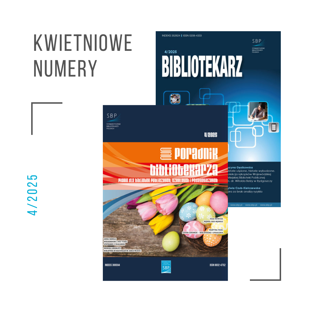 Okładki czasopism "Bibliotekarz" i "Poradnik Bibliotekarza"